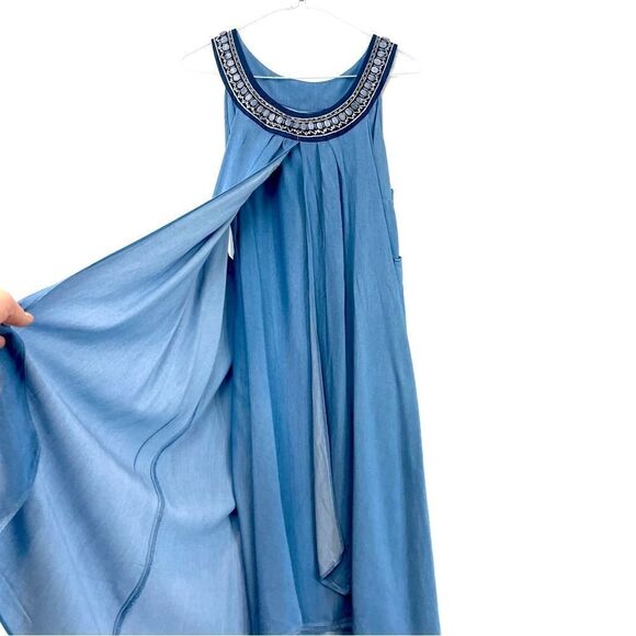 Frank Lyman Blue Denim Tunic Dress Two layer US 8 - Picture 2 of 10